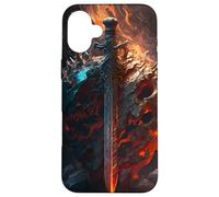 Flaming sword and shield the symbol of the warrior Case for iPhone 16 Plus
