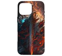 Flaming sword and shield the symbol of the warrior Case for iPhone 16 Pro Max