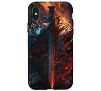Flaming sword and shield the symbol of the warrior Case for iPhone X/XS