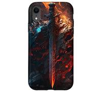 Flaming sword and shield the symbol of the warrior Case for iPhone XR