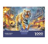 Flaming Tiger 1000 Piece Jigsaw Puzzles Tiger in Forest for Adult Educational Game Beautiful Decoration Challenge High Difficulty Male And Female Birthday 38x26cm/1000pcs Gifts