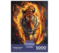 Flaming Tiger for Adults Fun Jigsaw Puzzles 1000 Pieces Animals Education Game Intellectual Game Decoration Stress Relief Toy Challenge Educational 38x26cm/1000pcs