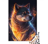 Flaming Wolf Art Print -4_2 1000 Pieces Puzzle for Family, Wolf Themed Animal Jigsaw, Screen Free Weekend Fun, 38x26cm/1000pcs