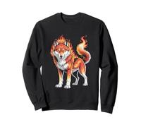 Flaming Wolf Fierce Fiery Flame Animal Art Sweatshirt