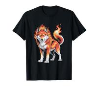 Flaming Wolf Fierce Fiery Flame Animal Art T-Shirt
