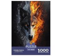 Flaming Wolf for Adults Fun 1000 Pieces Animals Jigsaw Puzzles Education Game Stress Relief Toy Intellectual Game Home Decoration Challenge Educational 38x26cm/1000pcs