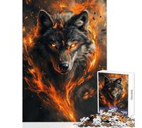 Flaming Wolf Fury - Jigsaws 1000 Pieces for Teenagers Stimulate Active Brain And Mind Gentle Relaxing Fun Activity (38X52cm)