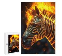 Flaming Zebra A Mesmerizing Display of Fire And Stripes Jigsaw Puzzle, 1000 PCS, Indoor Activity for The Home, Screen-free Entertainment for Adults And Families