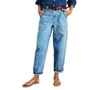 Flamingals Straight Leg Jeans for Women Mid Rise Roll Hem Patch Pocket Seam Detail 90s Casual Jeans Without Belt, Mid Blue, M