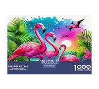 Flamingo 100% Recycled Cardboard Flamingos in Tropical Grass 1000 Piece Puzzle for Adults The Impossible Challenge Fun Present 38x26cm/1000pcs