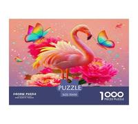 Flamingo 1000 Pc Puzzle for Wall Decor - Flamingo Flowers Butterflies Cheerful Elegant Inch Suitable for Decompression And Wall Decor for Adults70x50cm/1000pcs