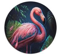 Flamingo 1000-Piece Jigsaw Puzzle Round JigsawPuzzle 1000 Pieces for Adults Interactive Family Game, Brain Challenge, Educational Toy 67.5x67.5cm