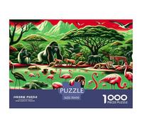 Flamingo 1000 Piece Paper Jigsaw Puzzles Jungle Animals Wildlife Impossible Puzzle Educational Games for Adults And Kids 70x50cm/1000pcs