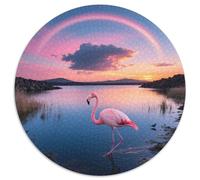 Flamingo 1000 Piece Round Puzzle Gentle Flow Elderly Safe Engagement Activity Bird Retirement Gift Calming Art 1000pcs (67.5x67.5cm)