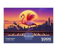Flamingo 1000 Pieces Paper Piano And Sunset Puzzle Large Piece Elderly Concentration Mindfulness Meditation Gift for Senior Puzzle Fans 70x50cm/1000pcs