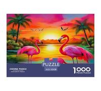 Flamingo 1000 Pieces Puzzle Game - Flamingos Sunset Serene Romantic Scenic The Whole Family Fun And Challenging Activity for Home Decompression52x38cm/1000pcs