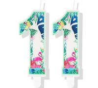 Flamingo 11th Birthday Candles, Number 11 Cake Toppers, Hawaiian Themed Cake Decorations for Boys Girls Kids Birthday Party Supplies