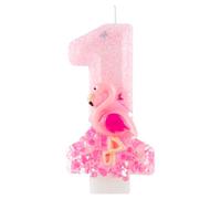 Flamingo 1st Birthday Candle Number 1 Pink Hawaiian Theme Glitter Candles Cake Topper Decorations Candle for Girl and Boy Baby Shower Anniversary Birthday Party Wedding Decor Supplies
