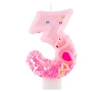 Flamingo 3rd Birthday Candle Number 3 Pink Hawaiian Theme Glitter Candles Cake Topper Decorations Candle for Girl and Boy Baby Shower Anniversary Birthday Party Wedding Decor Supplies
