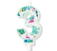 Flamingo 3rd Birthday Candles - Number 3 & Hawaiian Cake Toppers - Themed Birthday Cake Decorations for Boys, Girls & Kids Parties