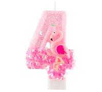 Flamingo 4th Birthday Candle Number 4 Pink Hawaiian Theme Glitter Candles Cake Topper Decorations Candle for Girl and Boy Baby Shower Anniversary Birthday Party Wedding Decor Supplies
