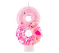 Flamingo 8th Birthday Candle Number 8 Pink Hawaiian Theme Glitter Candles Cake Topper Decorations for Girl and Boy Baby Shower Anniversary Birthday Party Wedding Decor Supplies