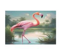 Flamingo Adults Wooden Jigsaw Puzzle,3D Puzzle for Kids Wooden Puzzle Toys for Family Game Play Collection Best Gift,Brain Training 1000 Piece (75×50cm)