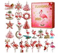 Flamingo Advent Calendarr - 24-Days, Island-Inspired Advent Calendarrs, Christmas Countdown Calendar | Christmas Hanging Ornaments for Winter Holiday Kids & Family