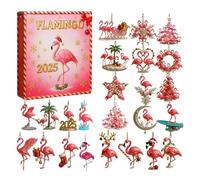 Flamingo Advent Calendars 2025-24 Day, 2D Flamingo Christmas Hanging Ornaments | Christmas Countdown Calendar for Celebrating the Winter Holiday Season