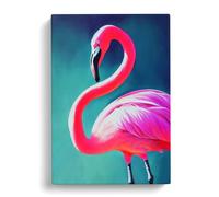 Flamingo Aglow Canvas Print | Gallery Wrapped 30mm Frame Wall Art | 30x20 inches | Ready to Hang | Modern Animals Picture | Living Room Bedroom Lounge Office