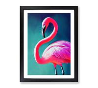 Flamingo Aglow Framed Print | A2 Black Framed Wall Art | Ready to Hang | Modern Animal Picture | Living Room Bedroom Lounge Office