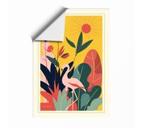 Flamingo Among Flowers Tropical Unframed Wall Art Print A2 (59.4×42cm), Wall Decor for Living Room, Bedroom, Office & Home, Art Gift