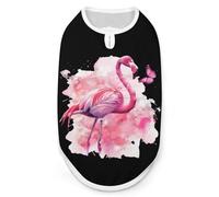 Flamingo and Butterfly Watercolor Print Dog Shirts Pet Clothes Sleeveless Tank Top for Small Puppy and Cats