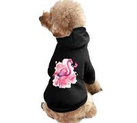 Flamingo and Butterfly Watercolor Print Pet Dog Hoodie Novelty Clothes Pullover Sweatshirt for Small Puppy and Cats