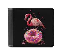 Flamingo and Donut Funny Wallet for Men RFID Blocking Bifold Wallet Soft Billfold with Card Slots Custom Gifts