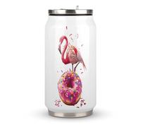 Flamingo and Donut Printed Stainless Steel Tumbler Travel Coffee Mug Insulated Water Cup with Lid and Straw
