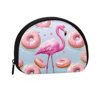 Flamingo and Donuts Coin Purse Personalized Coin Bag for Women Men Change Purse Small Wallets with Zipper Mini Shell Coin Pouch Outdoor Shopping Change Storage Bag Handbags Gifts