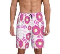 Flamingo And Donuts Men'S Soft Sleep Shorts, Comfy Lounge Sleeping Shorts Pants Breathable Summer Sleepwear