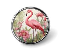 Flamingo And Leaves Round Badge Cute Brooch Hats Jackets Decor Personalized Lapel Pin Clothing Jewelry Accessories for Wedding Party Gift