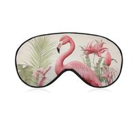 Flamingo and Leaves Sleep Mask for Women Men Side Sleeper Eye Cover with Adjustable Strap Soft Breathable Blackout Mask Slip-Free Deep Sleeping Travel Essentials