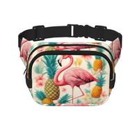 Flamingo and Pineapple 1 print Fashion Waist Packs Crossbody Belt Bag Fanny Pack for Women Crossbody for Traveling Running, Black, One Size