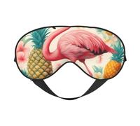 Flamingo and Pineapple 1 Print Silk Sleep Eye Mask Soft Eye Cover with Adjustable Strap Comfortable for Travel Office Nap
