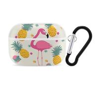 Flamingo and Pineapple AirPods Pro Case Cover with Keychain Ring PC Hard Shell Protective Case for AirPods Pro 2nd for Women Men Generation Easy Open Full Drop Protection Cover White-Style