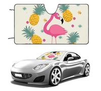 Flamingo and Pineapple Car Windshield Sun Shade Keep Car Interior Cool 55"x30" Folding Front Window Sun Shade, Heat Shield for SUV, Truck, Blocks UV
