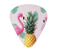 Flamingo and Pineapple Printed Guitar Picks 12-Piece Set - Comfortable, Versatile Plectrum for All Guitar Styles & Players