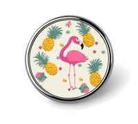 Flamingo And Pineapple Round Badge Cute Enamel Lapel Pin Brooches Button Pin Personalized Clothing Decoration Unisex Badge Holder Hats Bags Shirts Decor