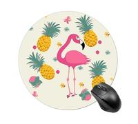 Flamingo and Pineapple Round Mouse Pad Smooth Glide Gaming Mousepad Extra Density Portable Comfortable Mouse Mat for Desk, Home, Office 7.8x7.8 Inches