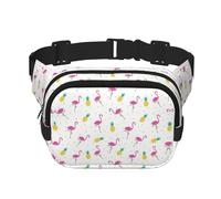 Flamingo and Pineapple Square Double-Layer Waist Bag Chest Bag Crossbody Bag Running Travel Hiking Waist Bag