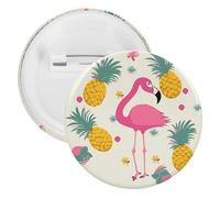 Flamingo And Pineapple Tinplate Badge Personalized Round Brooch Large Craft Button Suitable for Teachers, Nurses, Doctors, Staff, Party Gift Accessories, 1Pcs, Plastic, plastics