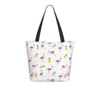 Flamingo And Pineapple Tote Bag For Women - Stylish Shoulder Bags With Zipper For Work, Beach, Travel, And Shopping - Versatile Grocery Bags